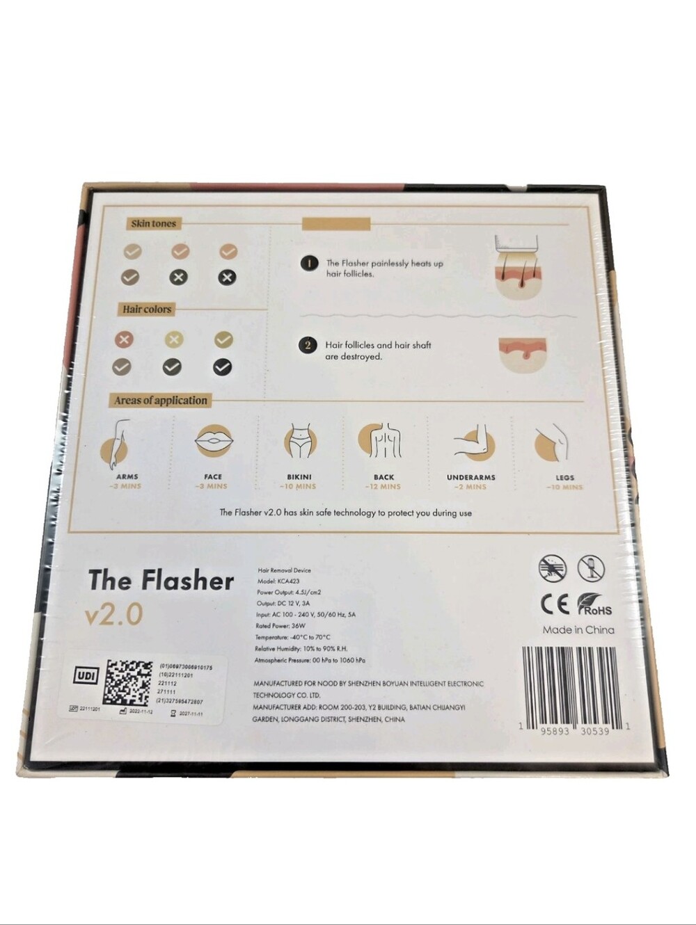 Nood The Flasher 2.0 IPL Hair Removal Device KCA423 NEW Factory Sealed - Picture 4 of 10